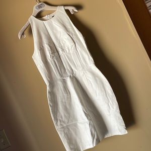 LYN DEVON sz4 cream structured sheath cocktail dress silk lined